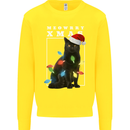 Meowy Christmas Tree Funny Cat Xmas Kids Sweatshirt Jumper Yellow