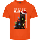 Meowy Christmas Tree Funny Cat Xmas Kids T-Shirt Childrens Orange