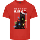 Meowy Christmas Tree Funny Cat Xmas Kids T-Shirt Childrens Red