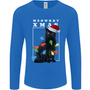 Meowy Christmas Tree Funny Cat Xmas Mens Long Sleeve T-Shirt Royal Blue