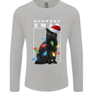 Meowy Christmas Tree Funny Cat Xmas Mens Long Sleeve T-Shirt Sports Grey