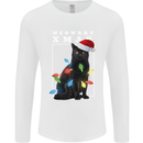 Meowy Christmas Tree Funny Cat Xmas Mens Long Sleeve T-Shirt White