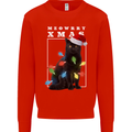Meowy Christmas Tree Funny Cat Xmas Mens Sweatshirt Jumper Bright Red