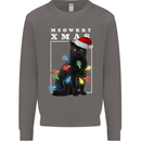 Meowy Christmas Tree Funny Cat Xmas Mens Sweatshirt Jumper Charcoal