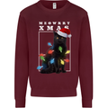 Meowy Christmas Tree Funny Cat Xmas Mens Sweatshirt Jumper Maroon
