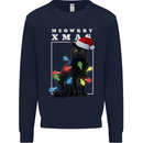 Meowy Christmas Tree Funny Cat Xmas Mens Sweatshirt Jumper Navy Blue