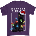 Meowy Christmas Tree Funny Cat Xmas Mens T-Shirt 100% Cotton Purple