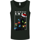 Meowy Christmas Tree Funny Cat Xmas Mens Vest Tank Top Black