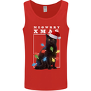 Meowy Christmas Tree Funny Cat Xmas Mens Vest Tank Top Red