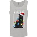 Meowy Christmas Tree Funny Cat Xmas Mens Vest Tank Top Sports Grey