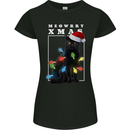 Meowy Christmas Tree Funny Cat Xmas Womens Petite Cut T-Shirt Black