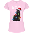 Meowy Christmas Tree Funny Cat Xmas Womens Petite Cut T-Shirt Light Pink