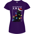 Meowy Christmas Tree Funny Cat Xmas Womens Petite Cut T-Shirt Purple