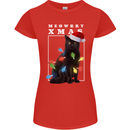 Meowy Christmas Tree Funny Cat Xmas Womens Petite Cut T-Shirt Red