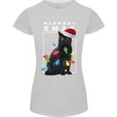 Meowy Christmas Tree Funny Cat Xmas Womens Petite Cut T-Shirt Sports Grey