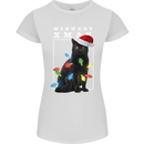 Meowy Christmas Tree Funny Cat Xmas Womens Petite Cut T-Shirt White