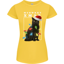 Meowy Christmas Tree Funny Cat Xmas Womens Petite Cut T-Shirt Yellow