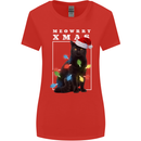 Meowy Christmas Tree Funny Cat Xmas Womens Wider Cut T-Shirt Red