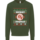 Merry BBQMAS Funny Christmas BBQ Xmas Kids Sweatshirt Jumper Forest Green