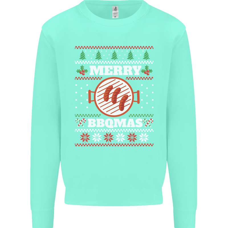 Merry BBQMAS Funny Christmas BBQ Xmas Kids Sweatshirt Jumper Peppermint