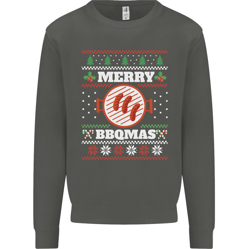 Merry BBQMAS Funny Christmas BBQ Xmas Kids Sweatshirt Jumper Storm Grey