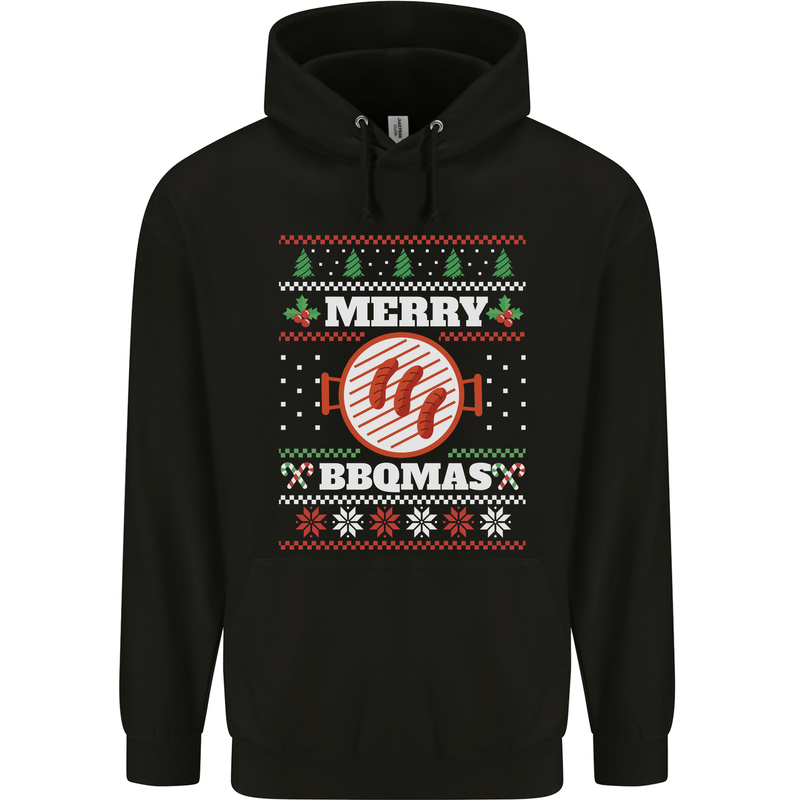 Merry BBQMAS Funny Christmas BBQ Xmas Mens 80% Cotton Hoodie Black