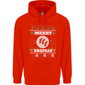 Merry BBQMAS Funny Christmas BBQ Xmas Mens 80% Cotton Hoodie Bright Red