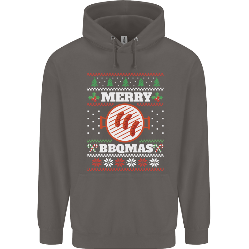 Merry BBQMAS Funny Christmas BBQ Xmas Mens 80% Cotton Hoodie Charcoal
