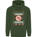 Merry BBQMAS Funny Christmas BBQ Xmas Mens 80% Cotton Hoodie Forest Green