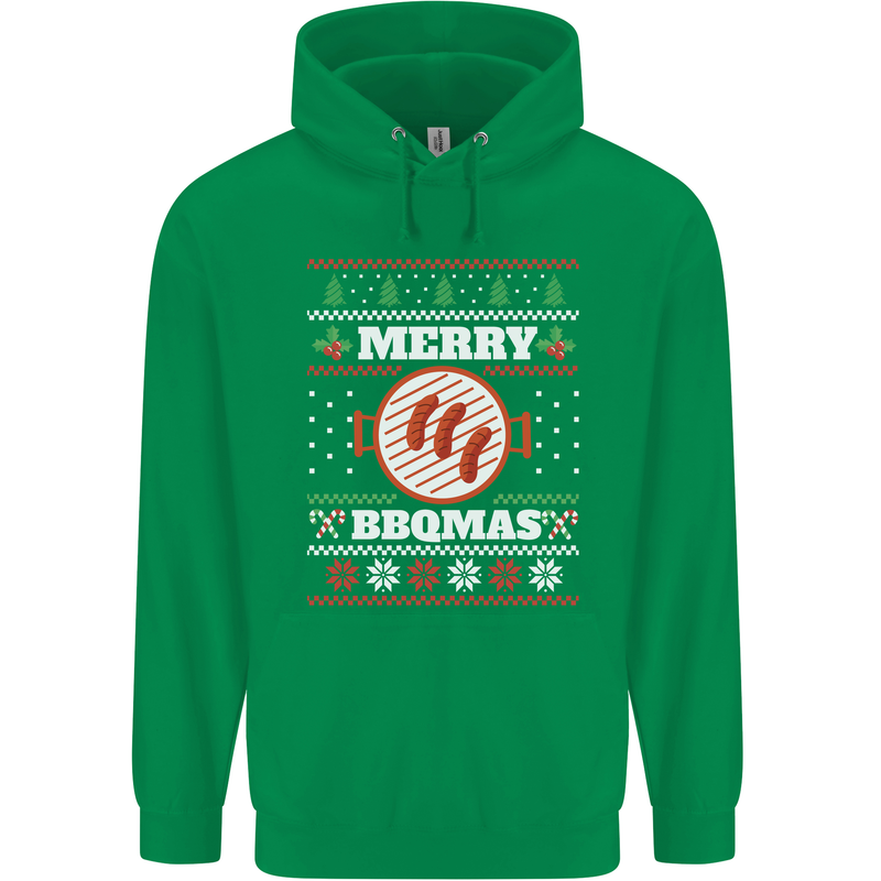 Merry BBQMAS Funny Christmas BBQ Xmas Mens 80% Cotton Hoodie Irish Green