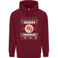 Merry BBQMAS Funny Christmas BBQ Xmas Mens 80% Cotton Hoodie Maroon