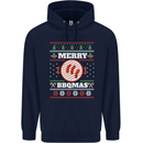 Merry BBQMAS Funny Christmas BBQ Xmas Mens 80% Cotton Hoodie Navy Blue