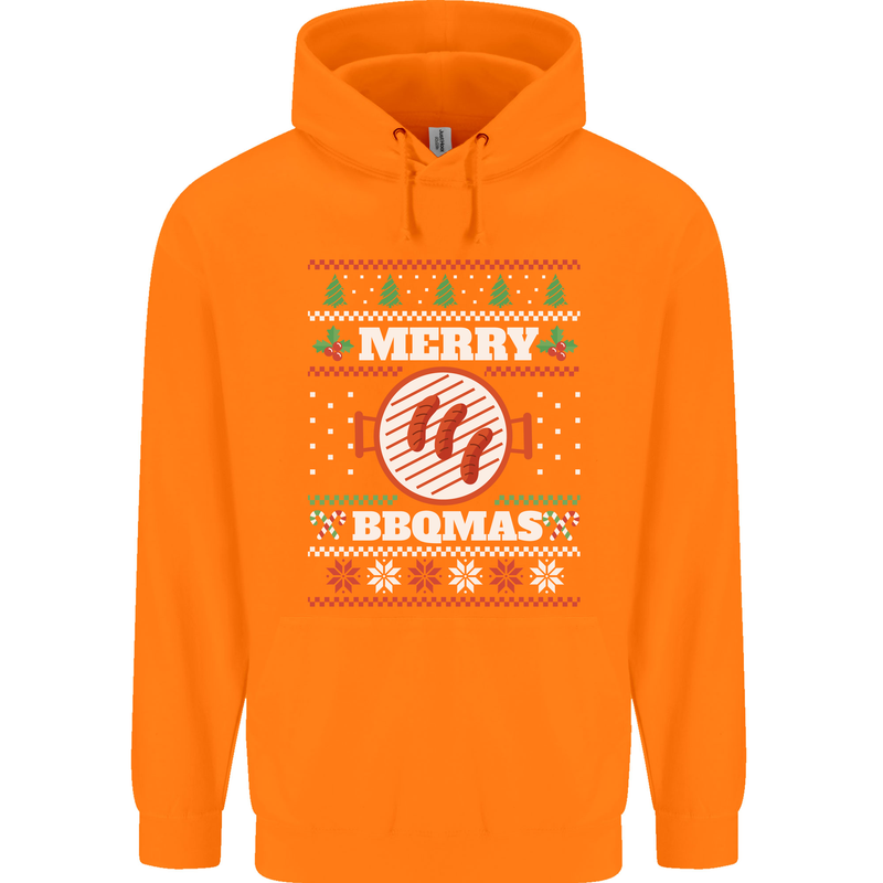 Merry BBQMAS Funny Christmas BBQ Xmas Mens 80% Cotton Hoodie Orange