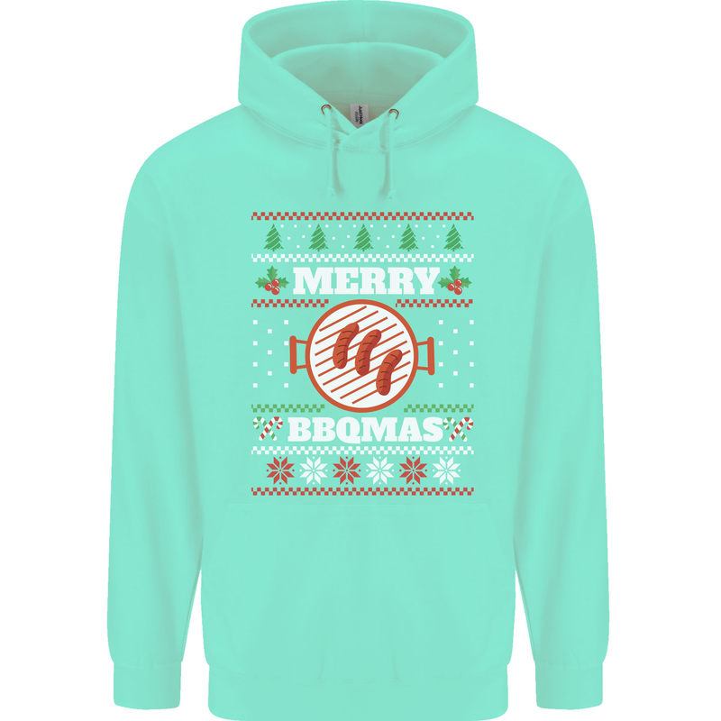 Merry BBQMAS Funny Christmas BBQ Xmas Mens 80% Cotton Hoodie Peppermint