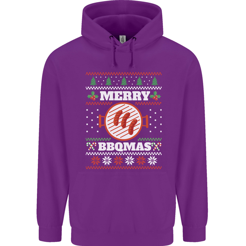 Merry BBQMAS Funny Christmas BBQ Xmas Mens 80% Cotton Hoodie Purple