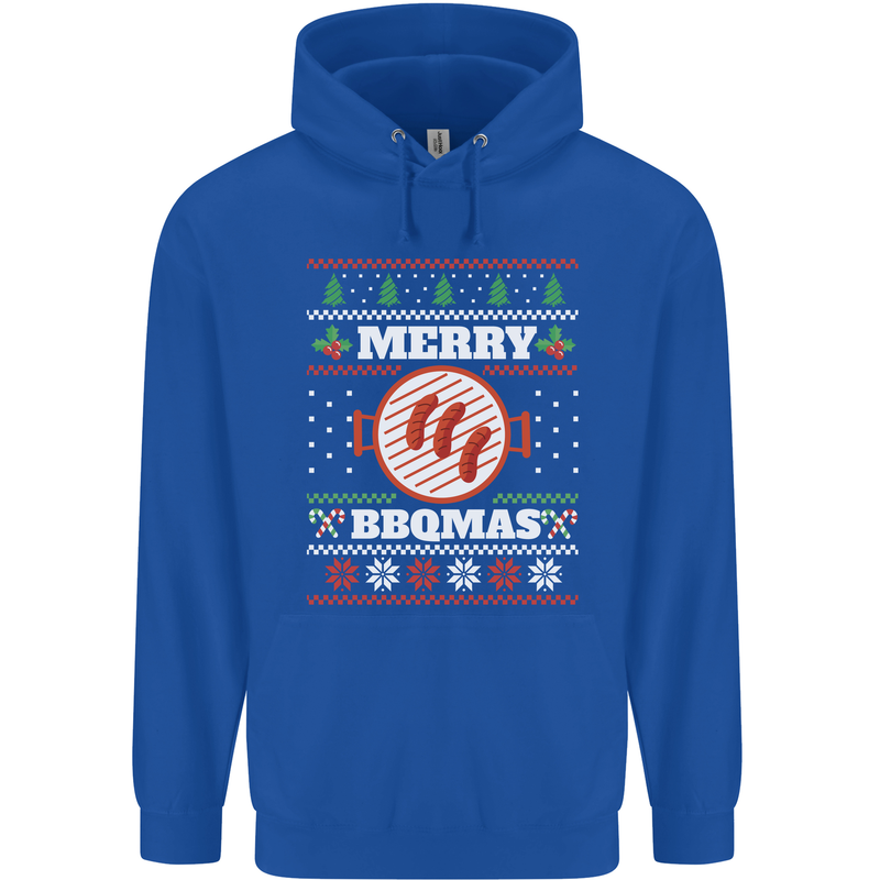 Merry BBQMAS Funny Christmas BBQ Xmas Mens 80% Cotton Hoodie Royal Blue