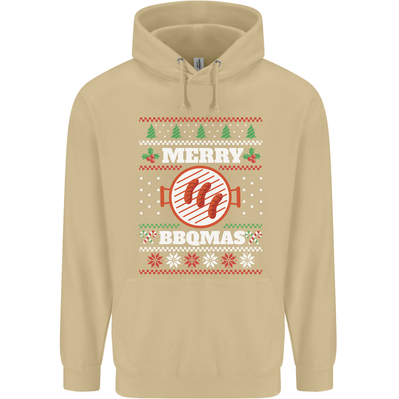 Merry BBQMAS Funny Christmas BBQ Xmas Mens 80% Cotton Hoodie Sand