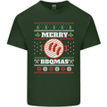 Merry BBQMAS Funny Christmas BBQ Xmas Mens Cotton T-Shirt Tee Top Forest Green