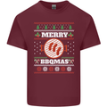 Merry BBQMAS Funny Christmas BBQ Xmas Mens Cotton T-Shirt Tee Top Maroon