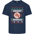 Merry BBQMAS Funny Christmas BBQ Xmas Mens Cotton T-Shirt Tee Top Navy Blue