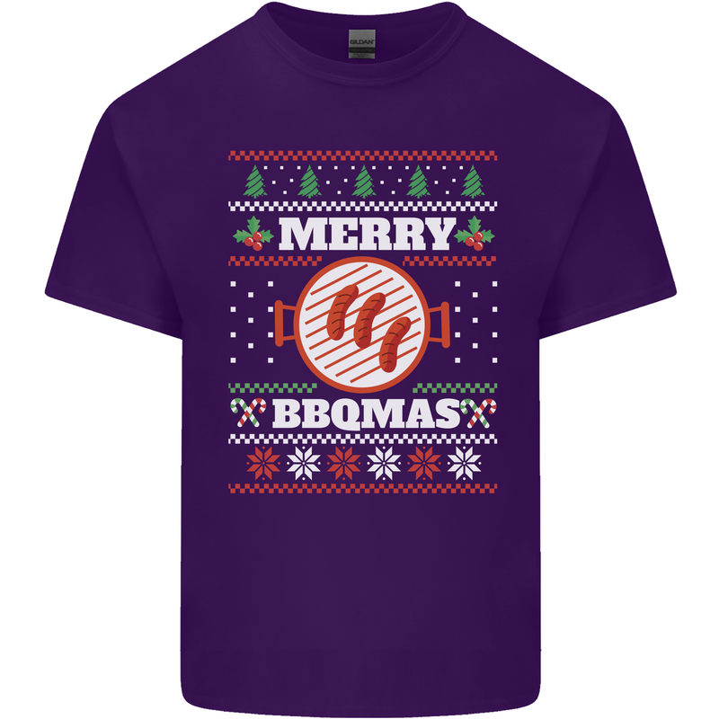 Merry BBQMAS Funny Christmas BBQ Xmas Mens Cotton T-Shirt Tee Top Purple