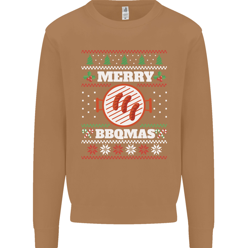 Merry BBQMAS Funny Christmas BBQ Xmas Mens Sweatshirt Jumper Caramel Latte
