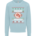 Merry BBQMAS Funny Christmas BBQ Xmas Mens Sweatshirt Jumper Light Blue