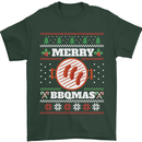 Merry BBQMAS Funny Christmas BBQ Xmas Mens T-Shirt Cotton Gildan Forest Green