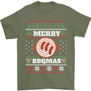 Merry BBQMAS Funny Christmas BBQ Xmas Mens T-Shirt Cotton Gildan Military Green