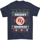 Merry BBQMAS Funny Christmas BBQ Xmas Mens T-Shirt Cotton Gildan Navy Blue