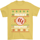 Merry BBQMAS Funny Christmas BBQ Xmas Mens T-Shirt Cotton Gildan Yellow