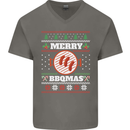 Merry BBQMAS Funny Christmas BBQ Xmas Mens V-Neck Cotton T-Shirt Charcoal