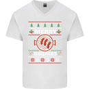 Merry BBQMAS Funny Christmas BBQ Xmas Mens V-Neck Cotton T-Shirt White