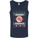 Merry BBQMAS Funny Christmas BBQ Xmas Mens Vest Tank Top Navy Blue